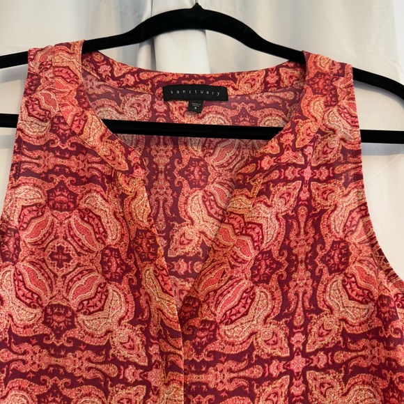 Sanctuary Sleeveless V Neck Geometric Boho Top Women’s Small - Picture 4 of 6